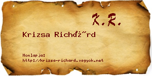 Krizsa Richárd névjegykártya